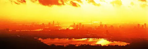 106-Rotterdam Lucht sfeer uit Oost over Kralingse plas 