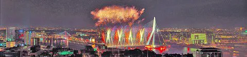 048-ROTTERDAM Erasmus Opening Vuurwerk af EUROMAST 